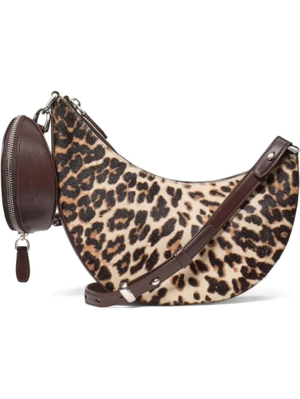 Women's Leopard Multi Leather Duo Crossbody Bag Adjustable Strap Shoulder Purse